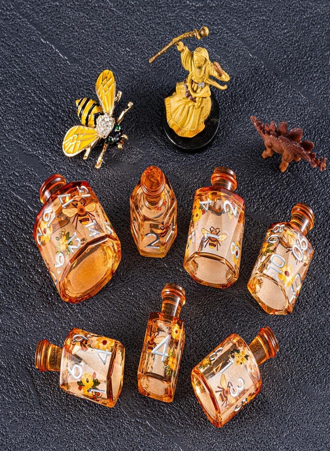 Maywin DND Potion Dice Set, Liquid core Bee Dice Set, Sharp Edge Translucent Dice for Role Playing Table Games (Bottle, Bottle-Bee) - Image 2
